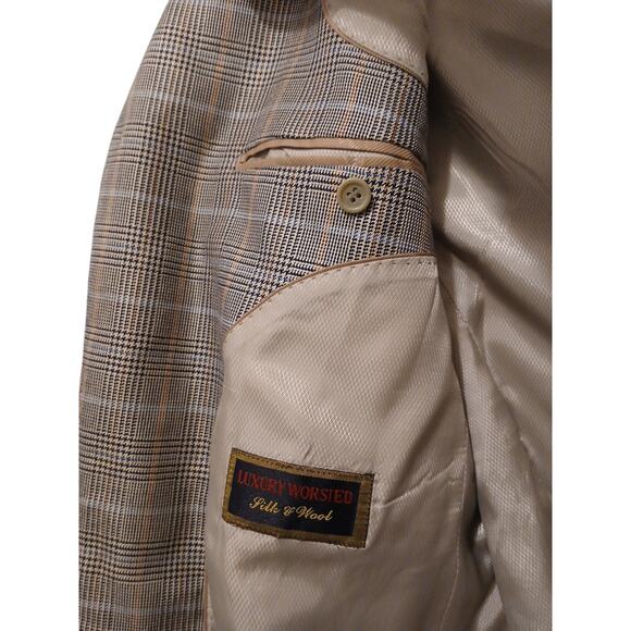 Bernini Beverly Hills Sport Coat Mens 40 Gray SILK WOOL Fine Plaid Jacket Italy - Picture 9 of 14